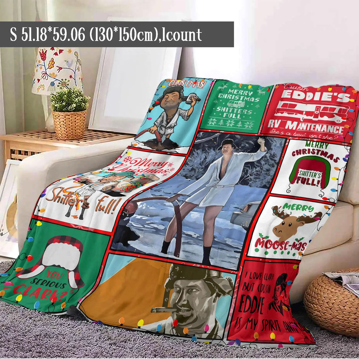 Christmas Themed Blanket, 1 Count Soft Air-conditioned Room Throw, Warm Nap Blanket for Home Office Travel Camping