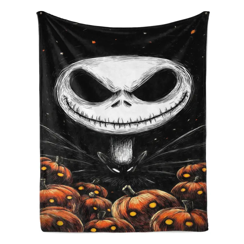 Disney Jack Skellington and Sally Spooky Print Halloween Fleece Blanket - Soft Gothic Graphic Throw for Bed, Couch, Camping Gift
