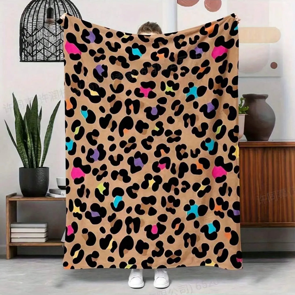 Leopard Print Cozy Chic Blanket, 1 Count Soft Warm Throw Blanket, Air-conditioned Room Blanket, Warm Nap Blanket for Home Office Travel, Blankets for Sofa