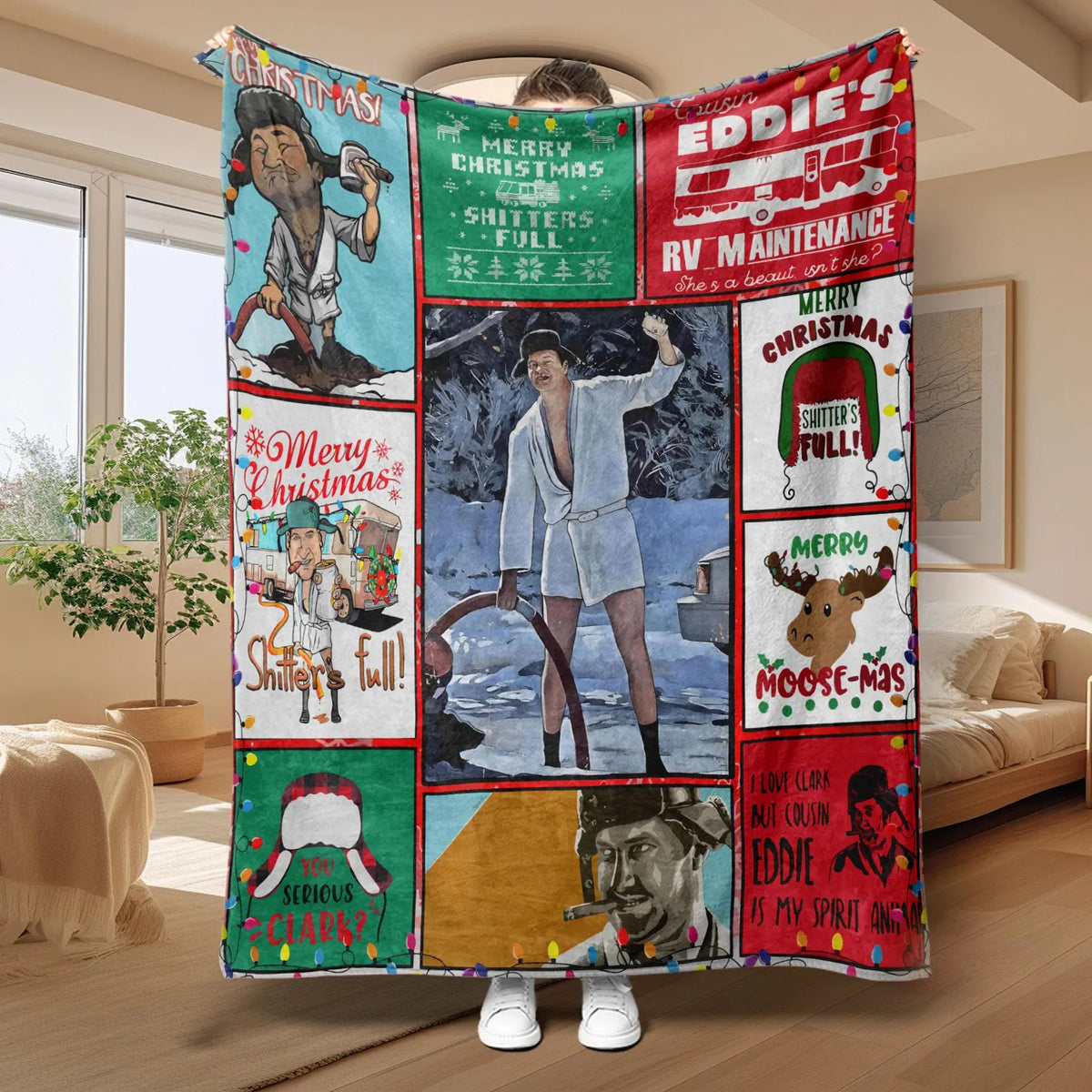 Christmas Themed Blanket, 1 Count Soft Air-conditioned Room Throw, Warm Nap Blanket for Home Office Travel Camping