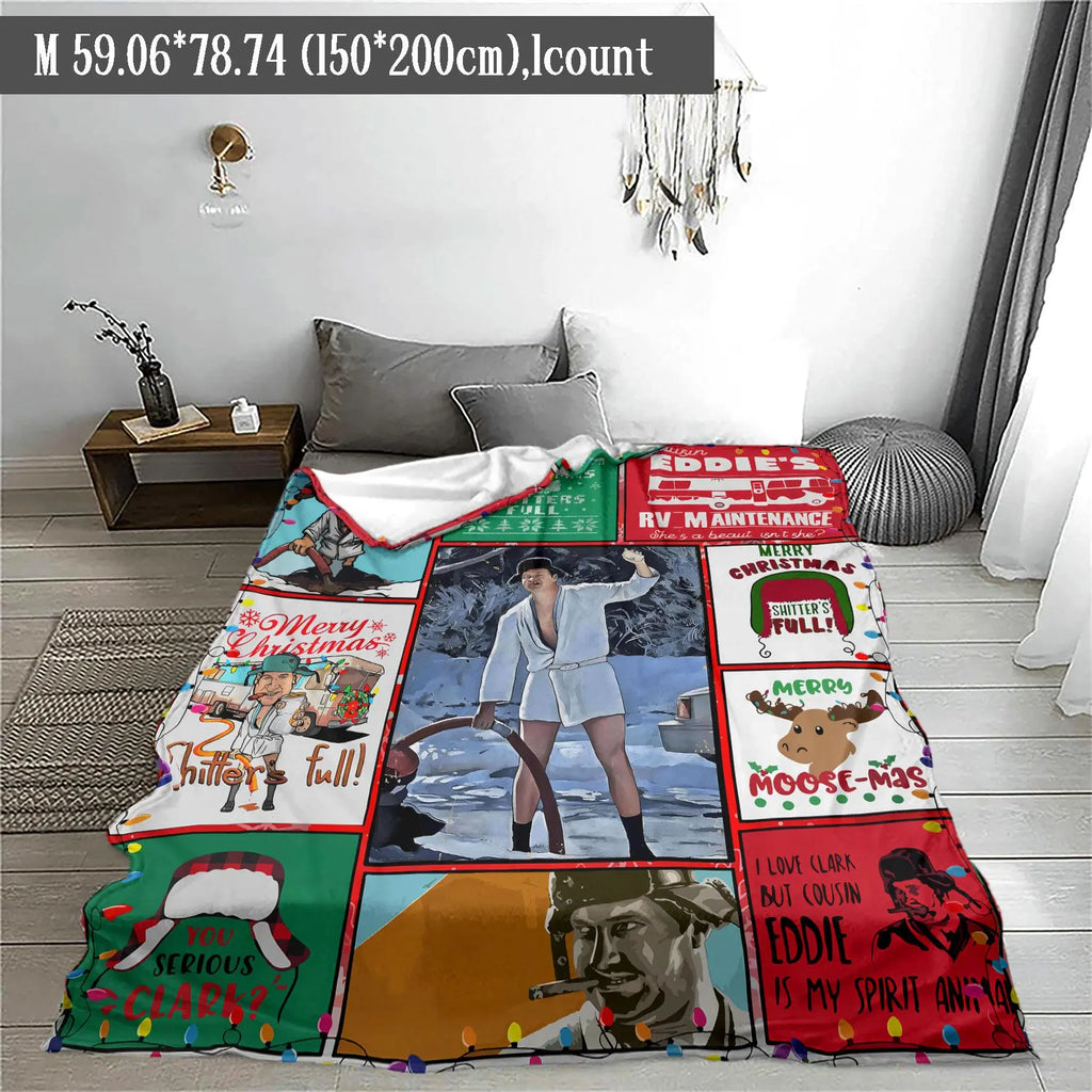Christmas Themed Blanket, 1 Count Soft Air-conditioned Room Throw, Warm Nap Blanket for Home Office Travel Camping