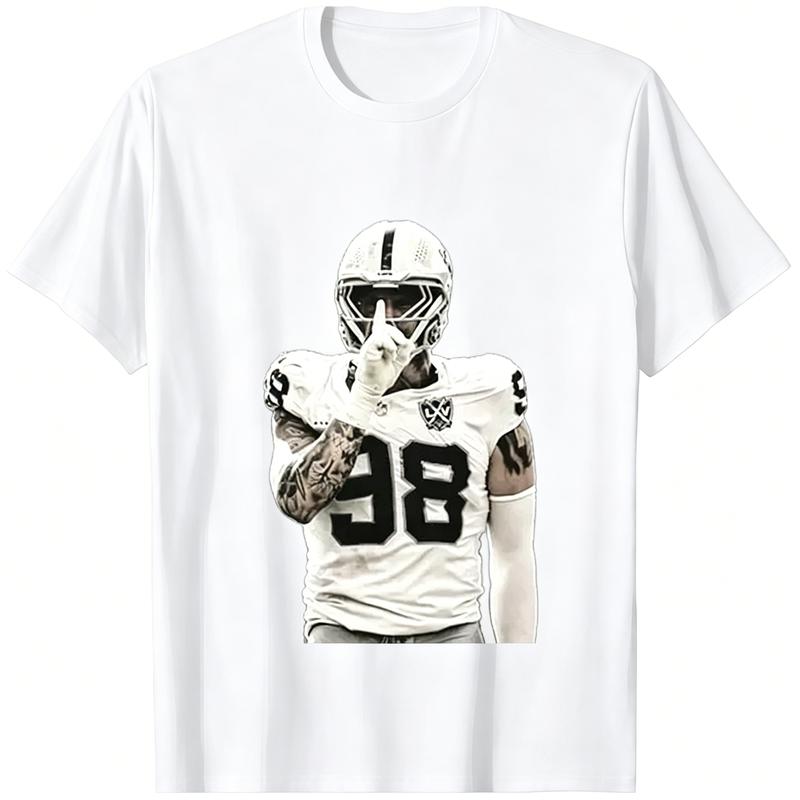Men's Vintage Raiders #98 Maxx Crosby Football Graphic T-Shirt - Loose-Fit, Breathable, Stylish All-Seasons Unisex Basics Top, S-3XL, Game Day Outfit, Sports Fan Gift