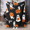 Halloween Themed Pumpkin Ghost Pattern Blanket, Slogan Print Blanket, Soft Comfortable Throw Blanket, Cool Bedroom Bedding Blankets, Warm Nap Blanket for Home Office Travel