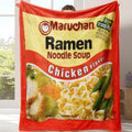 Chicken Noodle Pattern Graphic Throw Blanket, Ramen Blanket, Soft Comfortable Warm Decorative Home Decor for Office, School, Dormitory & Camping