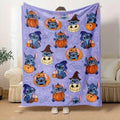Disney Stitch Halloween Spooky Pumpkin Throw Blanket - Cute Purple Fleece Bedding for Christmas Gift, Indoor/Outdoor Camping Decor