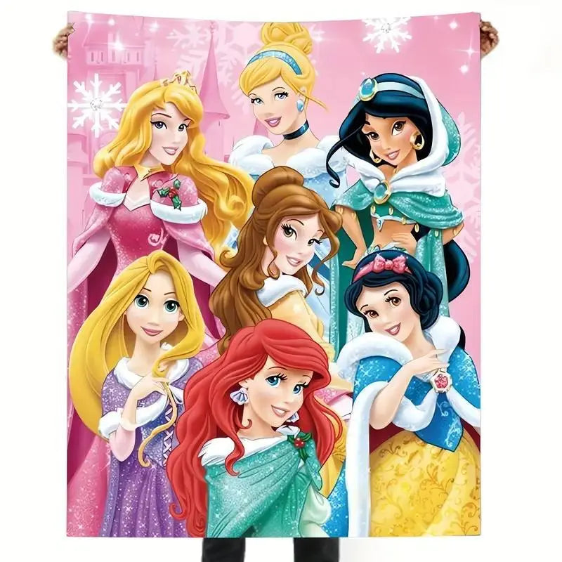 Disney Princess Character-Themed Winter Fleece Throw Blanket - Classic Princess Graphic Bedding, Christmas Holiday Gift for Kids, Character-Themed Blanket