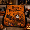 Halloween Print Flannel Decorative Throw Blanket - 60''x80'' Large 100% Polyester, Cute Pumpkin Carriage & Bat Design, Spooky Home Decor Blanket for Kids Gift, Soft Bedding for Bed Couch, Throw Blankets For Bed, Soft Bedding Throw