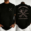 "Dirty Hands, Clean Money" wrench graphic t-shirt, workwear-style graphic print t-shirt, comfortable fabric short-sleeved top.....