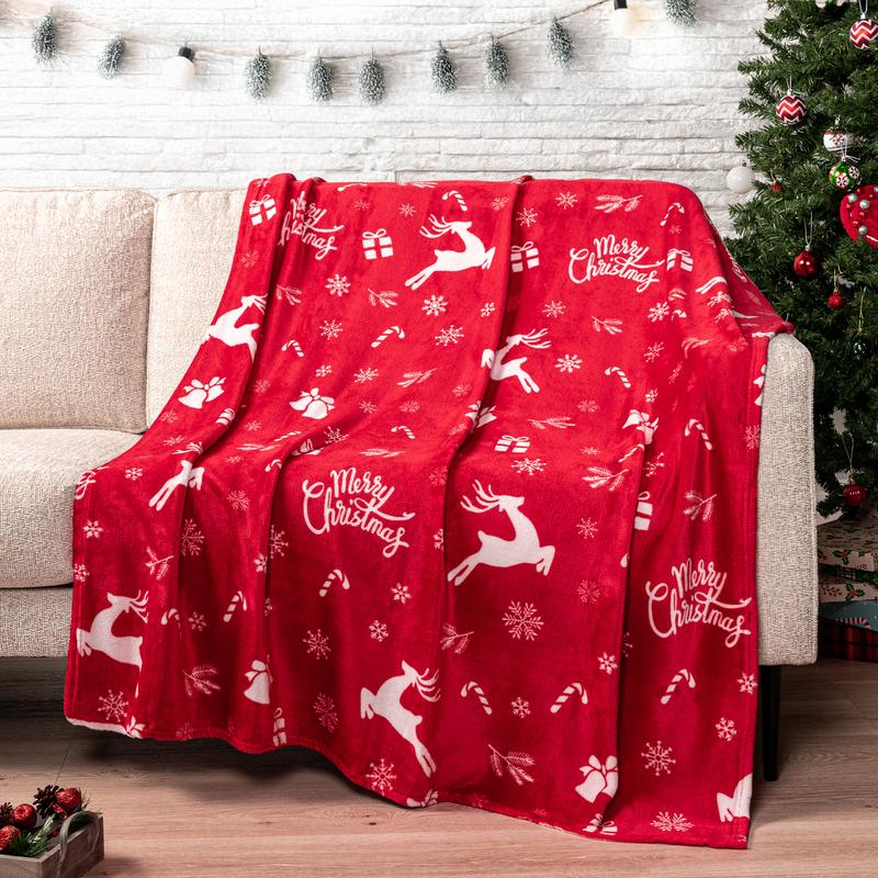 PAVILIA Christmas Holiday Throw Blanket, Xmas Season Fleece Blanket, Soft, Plush, Warm Winter Cabin Throw