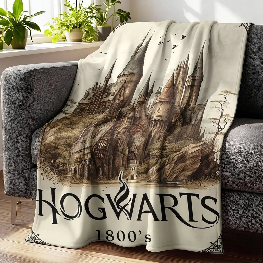 Hogwarts Theme Blanket, Soft Flannel Throw for Harry Potter Fans, Warm and Durable, Perfect Gift for Christmas and Themed Parties, Cozy Blanket for Couch
