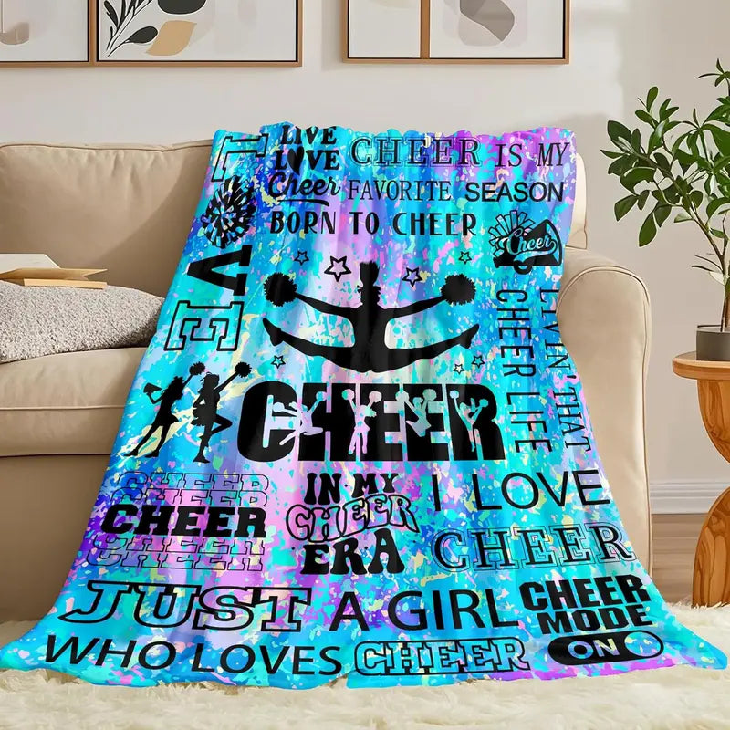 [Back to School] Women's 100% Polyester Breathable Fleece Cheerleading Throw Blanket - 80x60 in Single-Sided Printed, Ideal for Christmas, Valentine, Anniversary Gifts, Home/Beds Holiday Themes, Sohochic