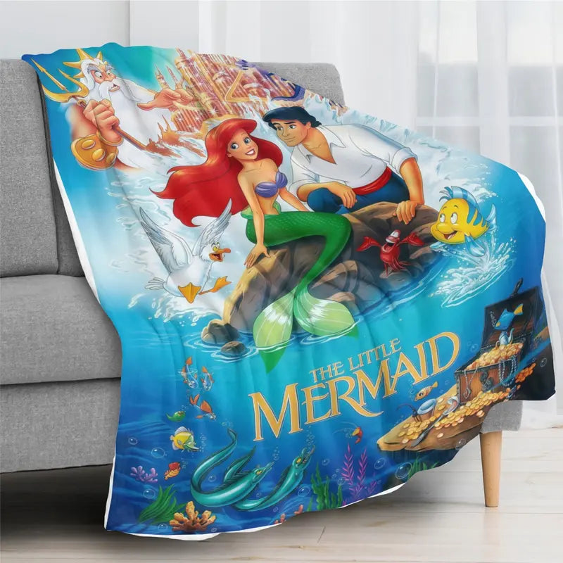 Disney The Little Mermaid Ariel Prince Eric Ocean Poster Christmas Gift & Office Fleece Comfort Blanket & Throw Blankets