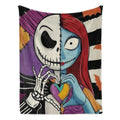 Disney Jack Skellington and Sally Spooky Print Halloween Fleece Blanket - Soft Gothic Graphic Throw for Bed, Couch, Camping Gift