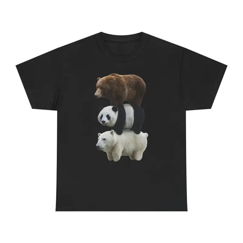 Men's 100% Cotton Slim-Fitting Short-Sleeve Round Neck Unisex Graphic T-Shirt, Realistic Bear Animal Print Casual Streetwear Menswear Top