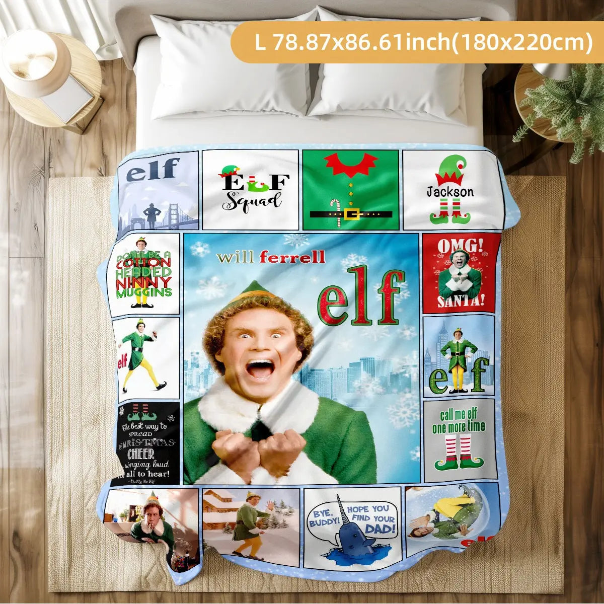 Christmas Elf Print Blanket, Lightweight Cozy Blanket, Soft Flannel Nap Mat for Living Room Bedroom Office School Home Use, Perfect Gift for All Seasons, Soft Blankets, Blanket Gifts