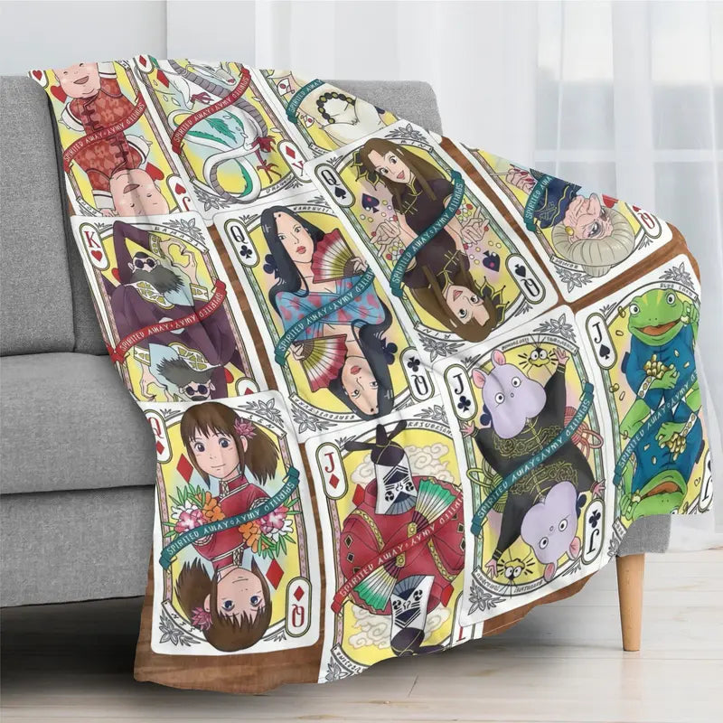 Studio Ghibli Anime Character Themed Plush Flannel Cozy Throw Blanket - 30x40, Skin-Gentle, Travel-Light, Blanket Gifts for Kids, Kid-Friendly Gift Suitable for Sofas, Home