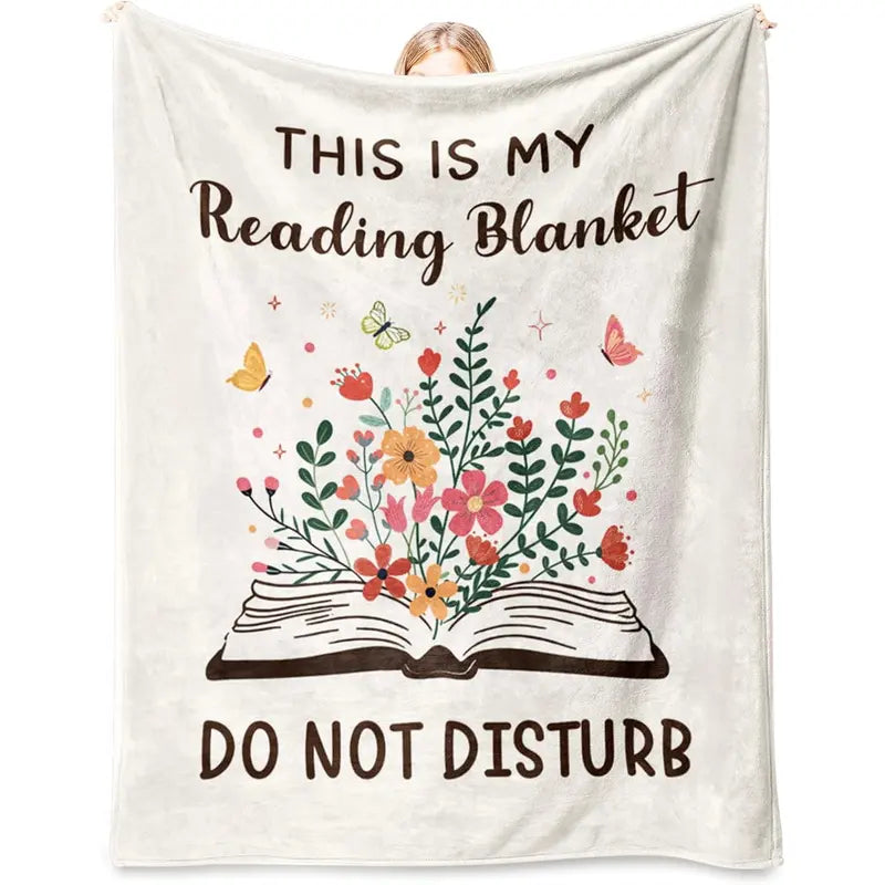 [Back to School] 80x60 in Soft Flannel Book Reading Blanket - 100% Polyester, Bookish Gift for Book Lovers, Reading Accessory, Home Decor, Soho, Ideal for Birthday Back to School Shopping