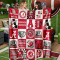Alabama Crimson Tide Patchwork College Logo Blanket - High-Weight Flannel Fabric, Soft & Warm, No-Crease, Machine Washable Bedding, Blanket Gift, Ideal for Football Fans, No-Crease Blankets
