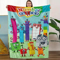 Colorful Cartoon Number Blocks Flannel Throw Blanket - Soft, Cozy, and Playful Design with Numbered Characters, Perfect for Home Decor and Casual Use, Allseason Comfort | Vibrant Throw