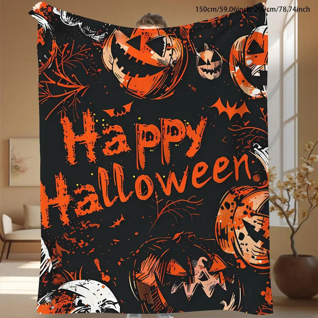 Blanket, 1 Count Soft Comfortable Throw Blanket, Cool Bedroom Bedding Blankets, Halloween Themed Warm Napping Blanket for Home Office Travel, Christmas Gifts, Christmas Decorations
