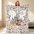 Disney Magic Castle Friends Flannel Fleece Throw Blanket - Anti-Fade Vintage Castle Characters Graphic, Multi-Size Soft Blankets for Bed, Home & Travel, Holiday Gift
