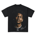 Unisex Wear Vintage Basketball Player Print 100% Cotton T-Shirt - Menswear Oversized Fit, Short Sleeve Round Neck, Casual All-Season Streetwear Top