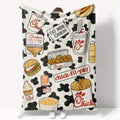 Chick-fil-A Themed Acrylic Throw Blanket - 280GSM Lightweight Durable Breathable All-Season Blanket with Fun Food Theme Pattern, Living Room/Dining Area Accessory, Playful Design