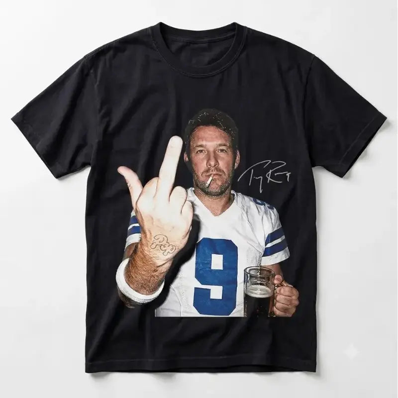 Tony Romo Signature Middle Finger Adults and Youth T-Shirt, teen boys clothing, Dallas Football merch, men's stuff, game day shirt, mens clothing, youth clothing, gift for him & her, streetwear