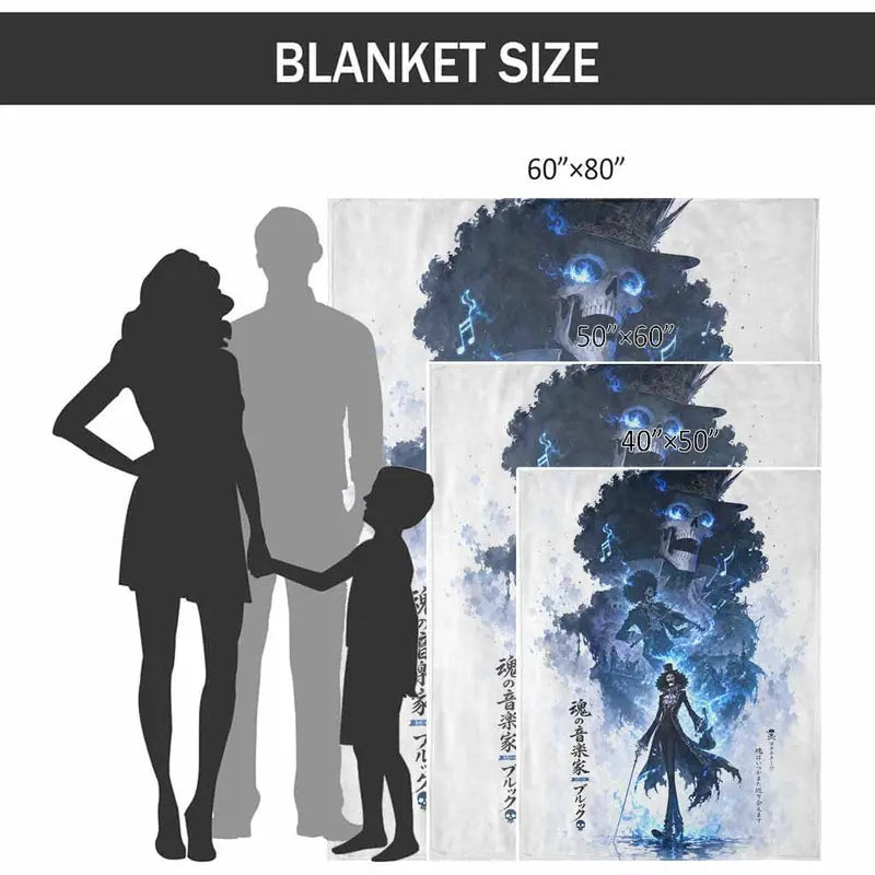 Musician Skeleton Brook Cartoon Flannel Blanket - Anti-Pilling Flannel, Ultra Soft, Warm, Lightweight Plush, Breathable - Multi-Size Decorative Throw for Living Room Sofa, Bedroom Nap, Birthday Gift